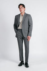 PANTALONE DA ABITO A QUADRI GRIGIO